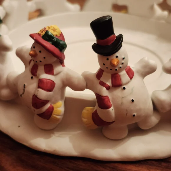 PartyLite 9" Dia Frolicking Frostys 3-Wick Candle Holder Or Repurpose - Picture 5 of 10